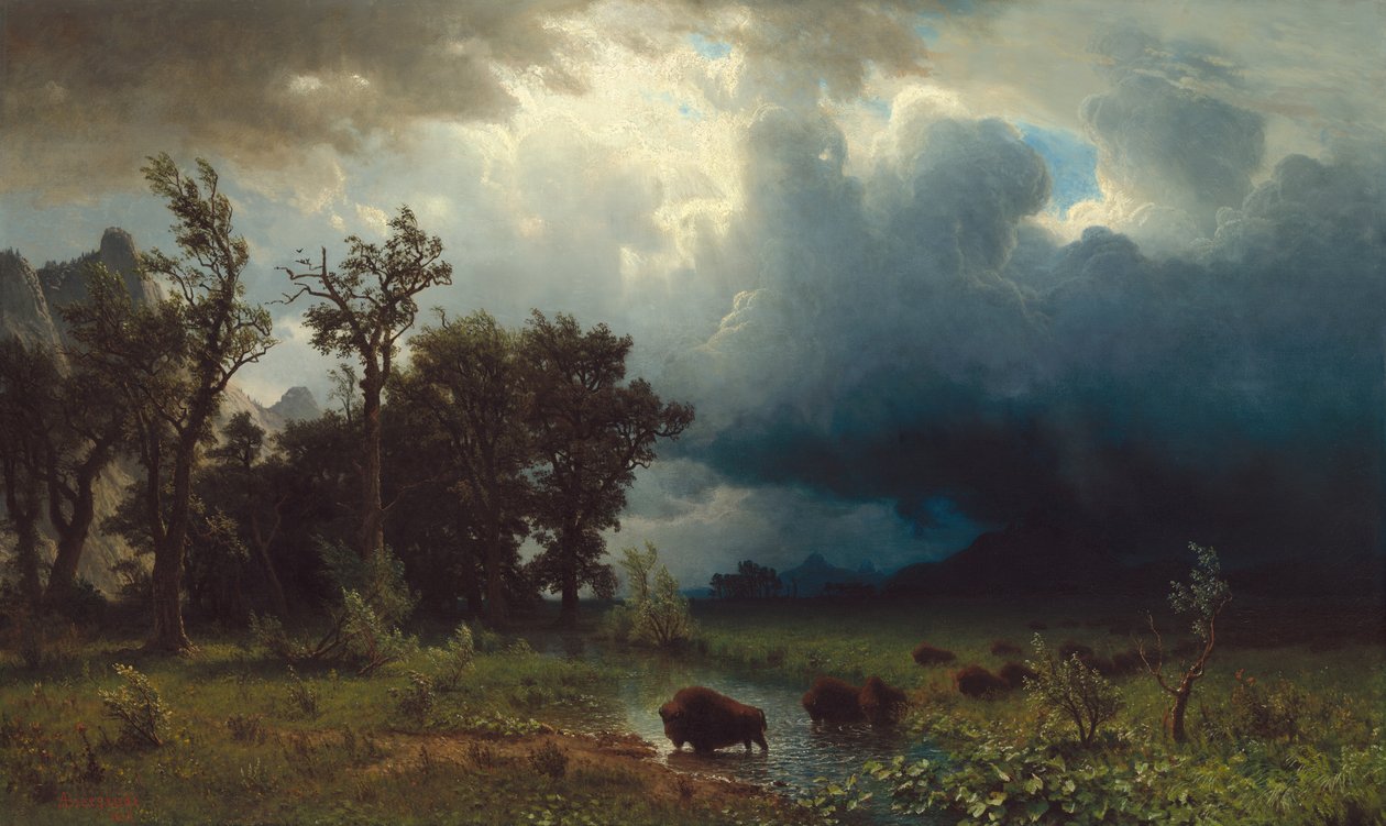Buffalo Trail: Blížící se bouře od Albert Bierstadt