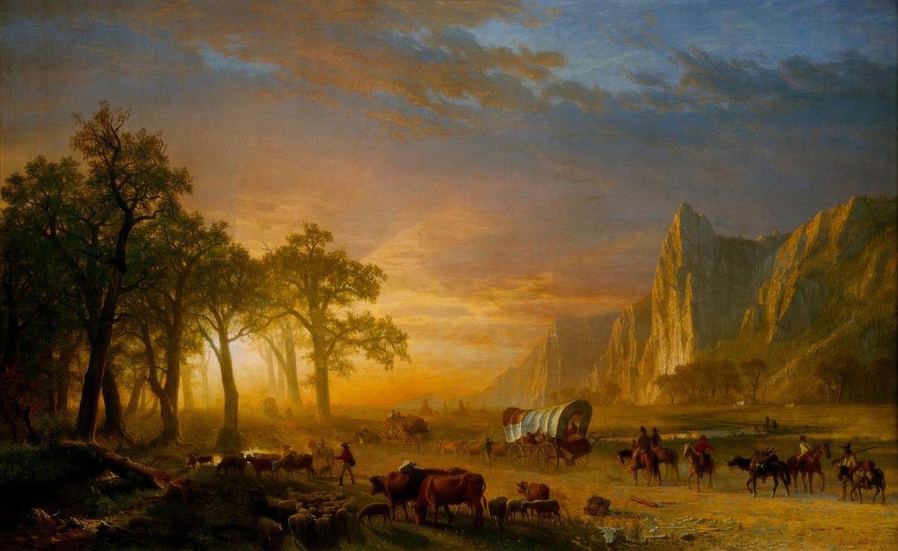 Emigranti překračující pláně od Albert Bierstadt