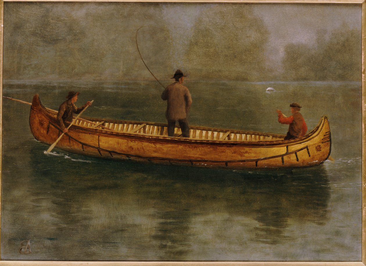 Rybaření z kánoe od Albert Bierstadt