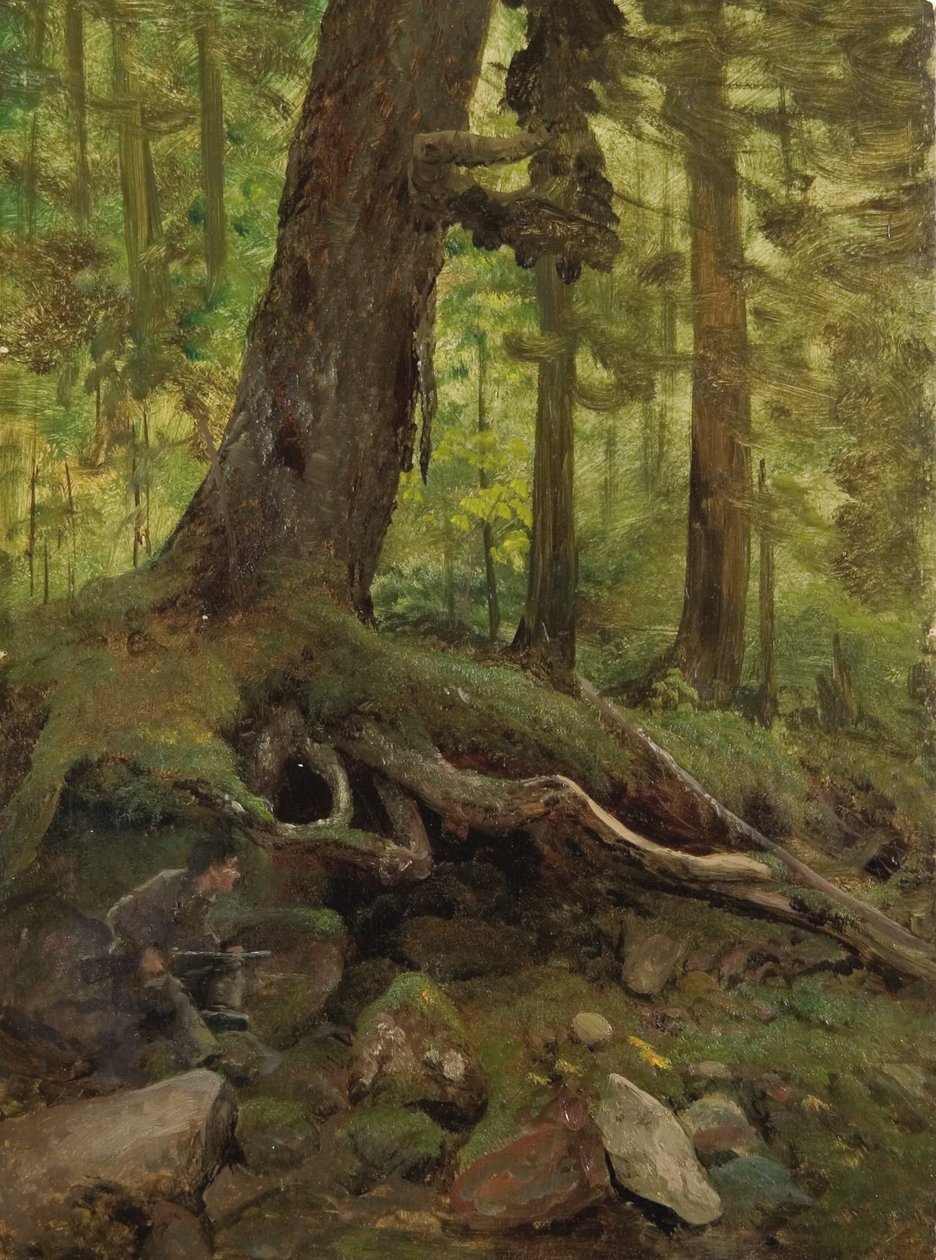 Lovec v Bílých horách poblíž Glen House (detail) od Albert Bierstadt