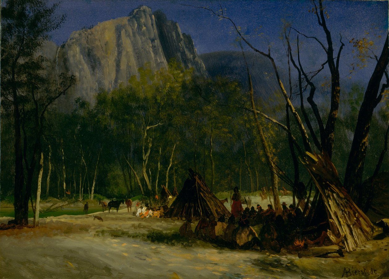Indiáni v Radě, Kalifornie od Albert Bierstadt