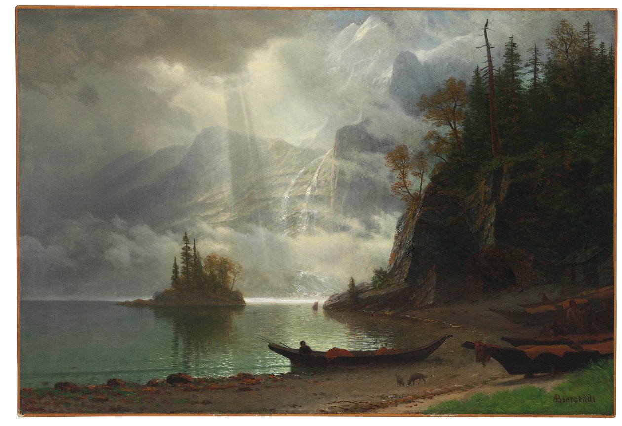 Ostrov v jezeře od Albert Bierstadt