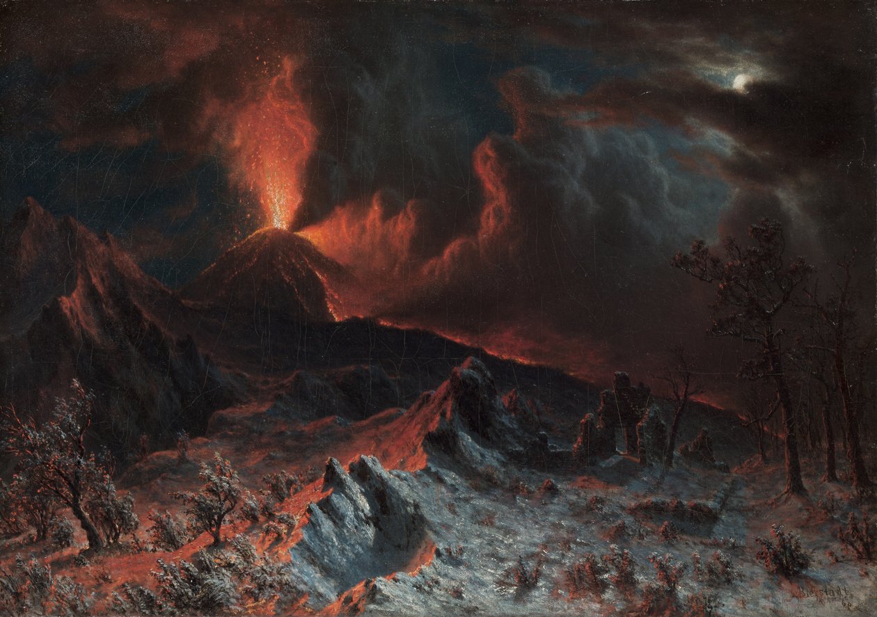 Vesuv o půlnoci od Albert Bierstadt