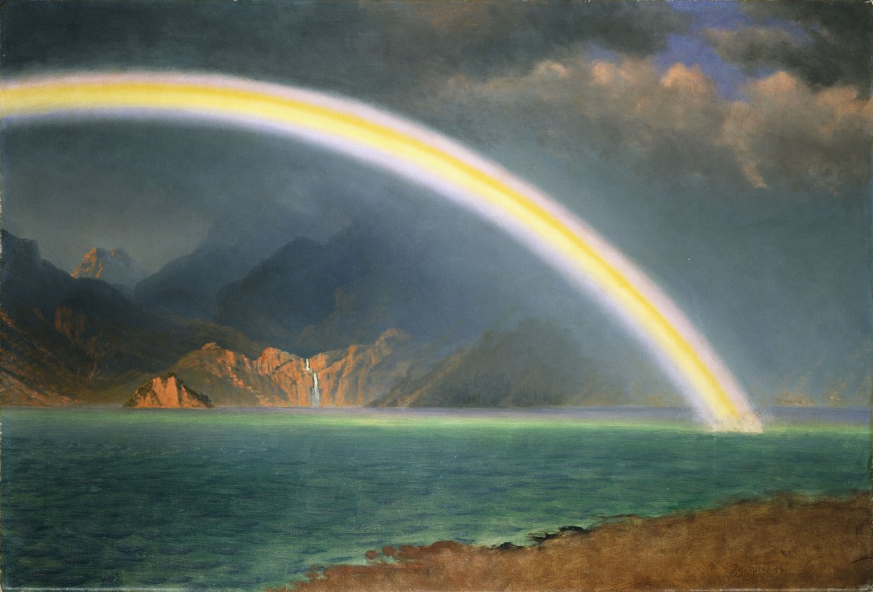 Rainbow Over Jenny Lake, Wyoming, od Albert Bierstadt