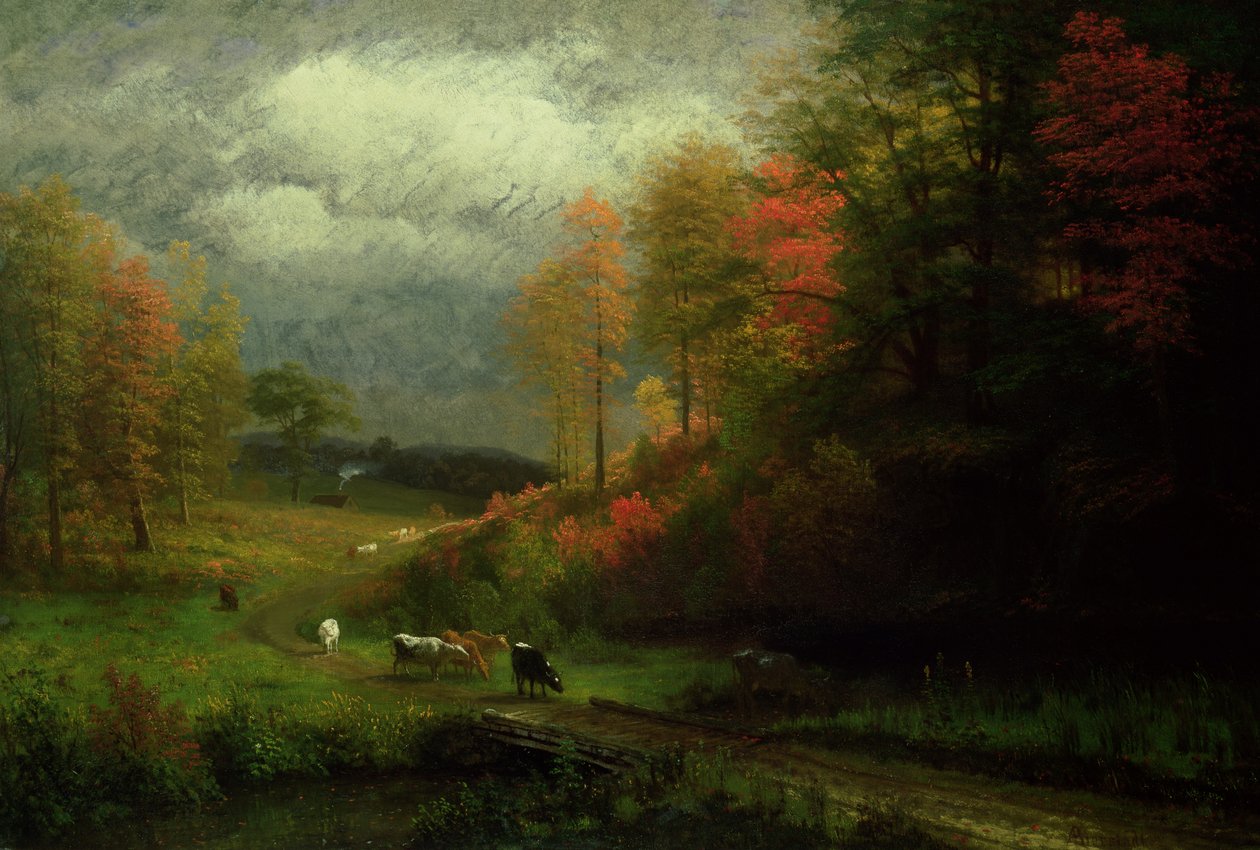 Deštivý den na podzim, Massachusetts, 1857 od Albert Bierstadt