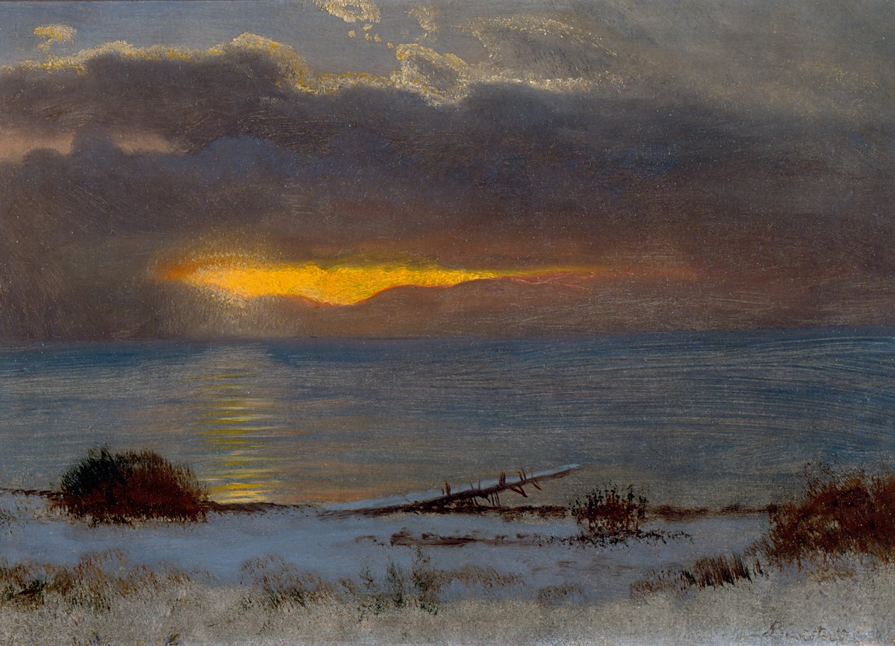 Východ slunce na jezeře Tahoe, Kalifornie, 1872 (olej na papíře) od Albert Bierstadt