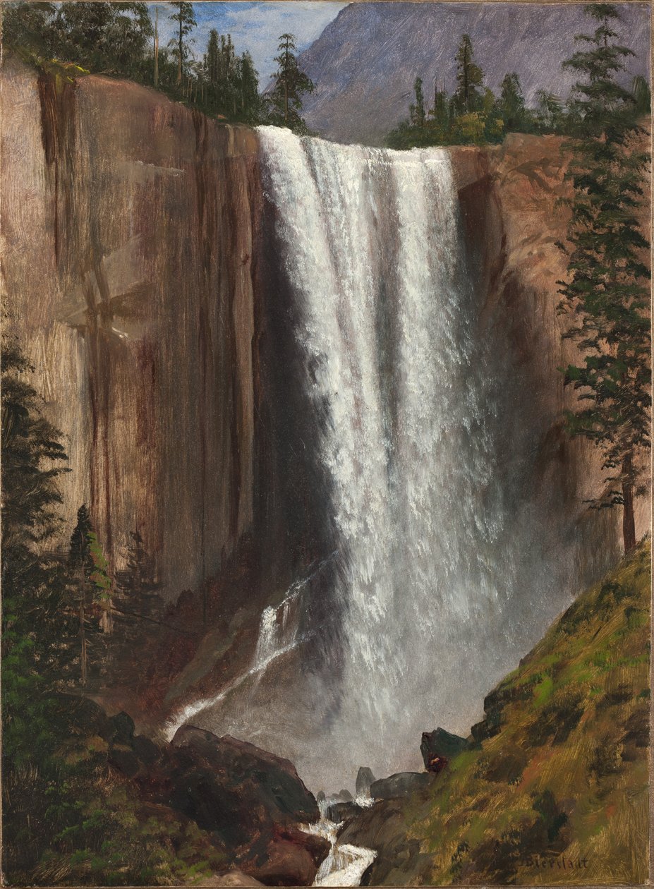 Vernal Falls, 1863 (olej na papíře, připevněno na plátně) od Albert Bierstadt