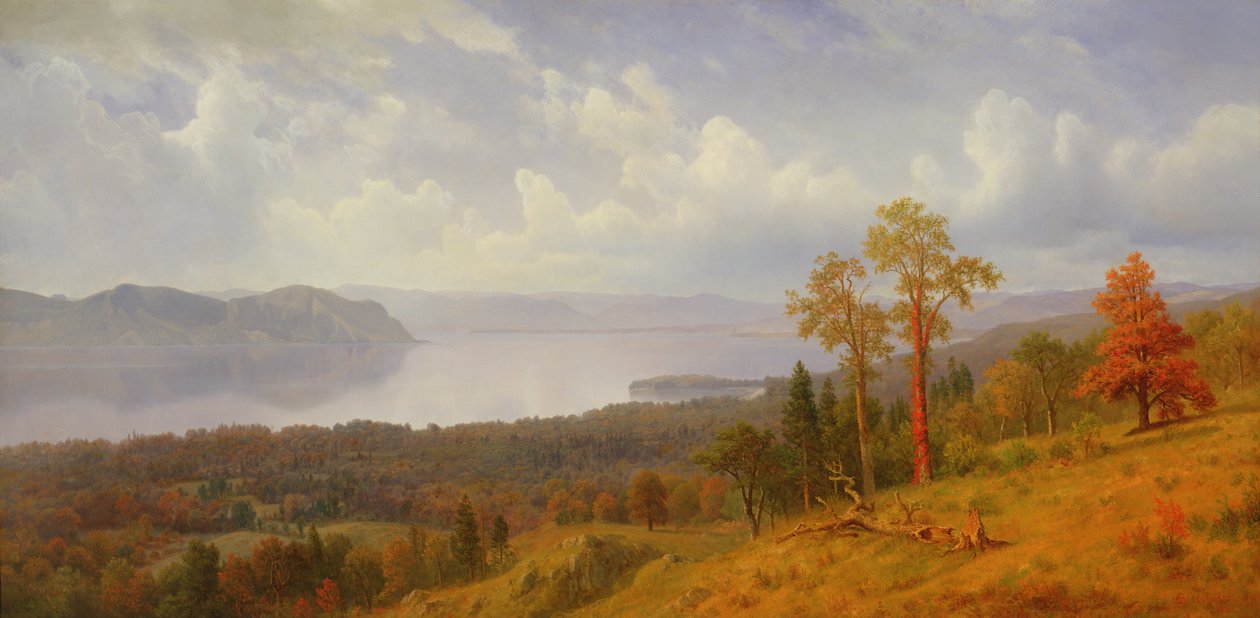 Pohled na Hudson při pohledu přes Tappan Zee směrem k hoře Hook, 1866 od Albert Bierstadt
