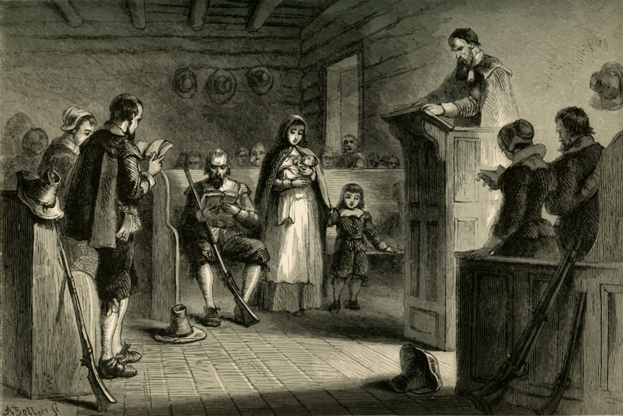 Veřejné uctívání v Plymouthu poutníky, 1877. od Albert Bobbett
