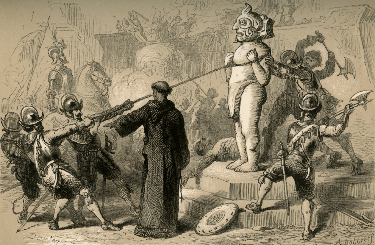 Španělé ničící mexické idoly, 1877. od Albert Bobbett