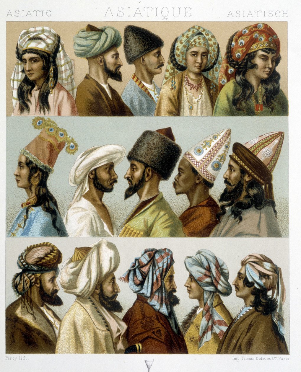 Asijské účesy - v „historickém kostýmu“ od Racineta, konec 19. století od Albert Charles August Racinet