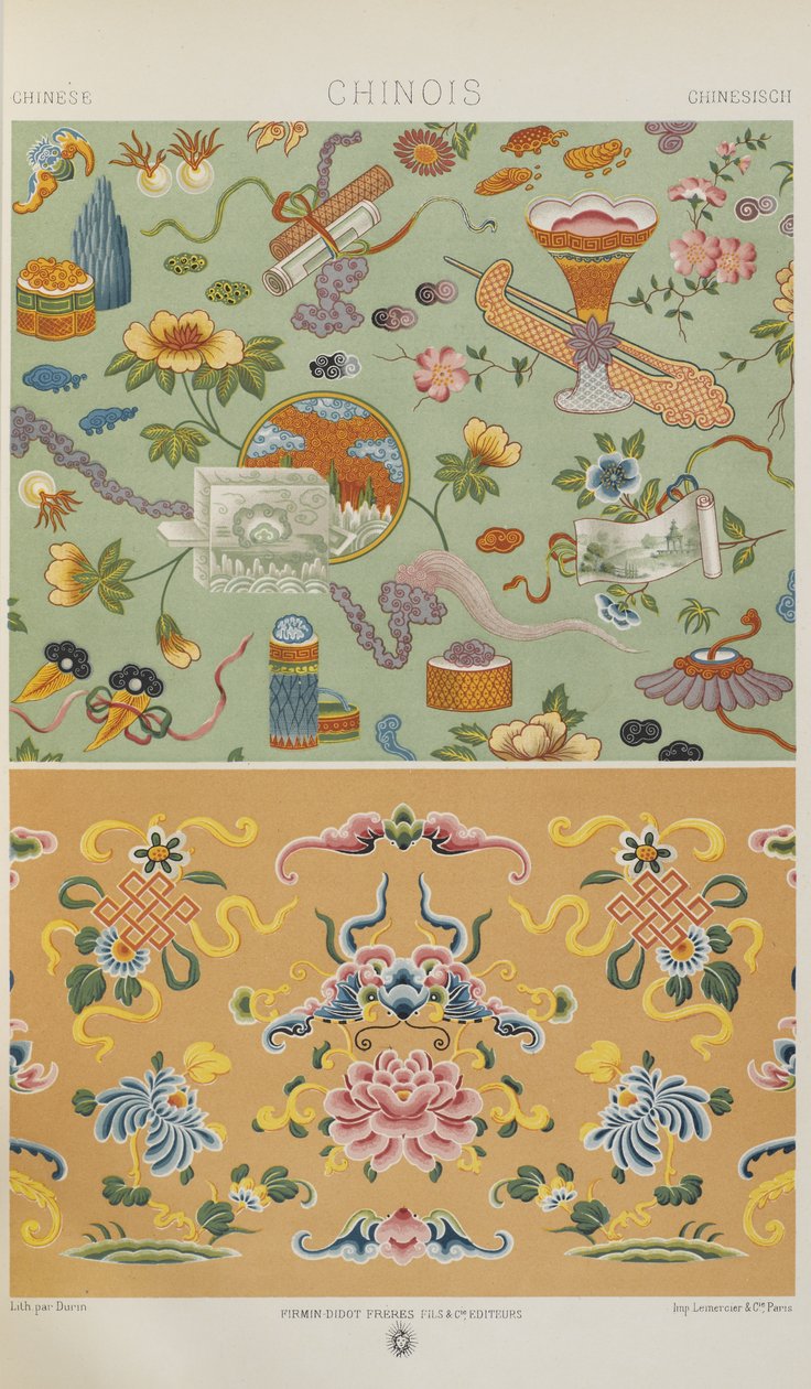 Číňan, deska 14 z „Polychromatický ornament: Sto desek ve zlatě, stříbře a barvách“ od Albert Charles August Racinet