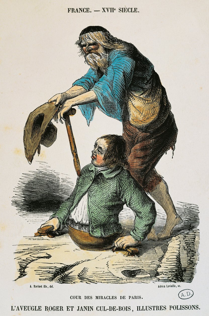Dvůr zázraků v Paříži, rytina Auguste Racinet (1825-1893), Francie od Albert Charles August Racinet