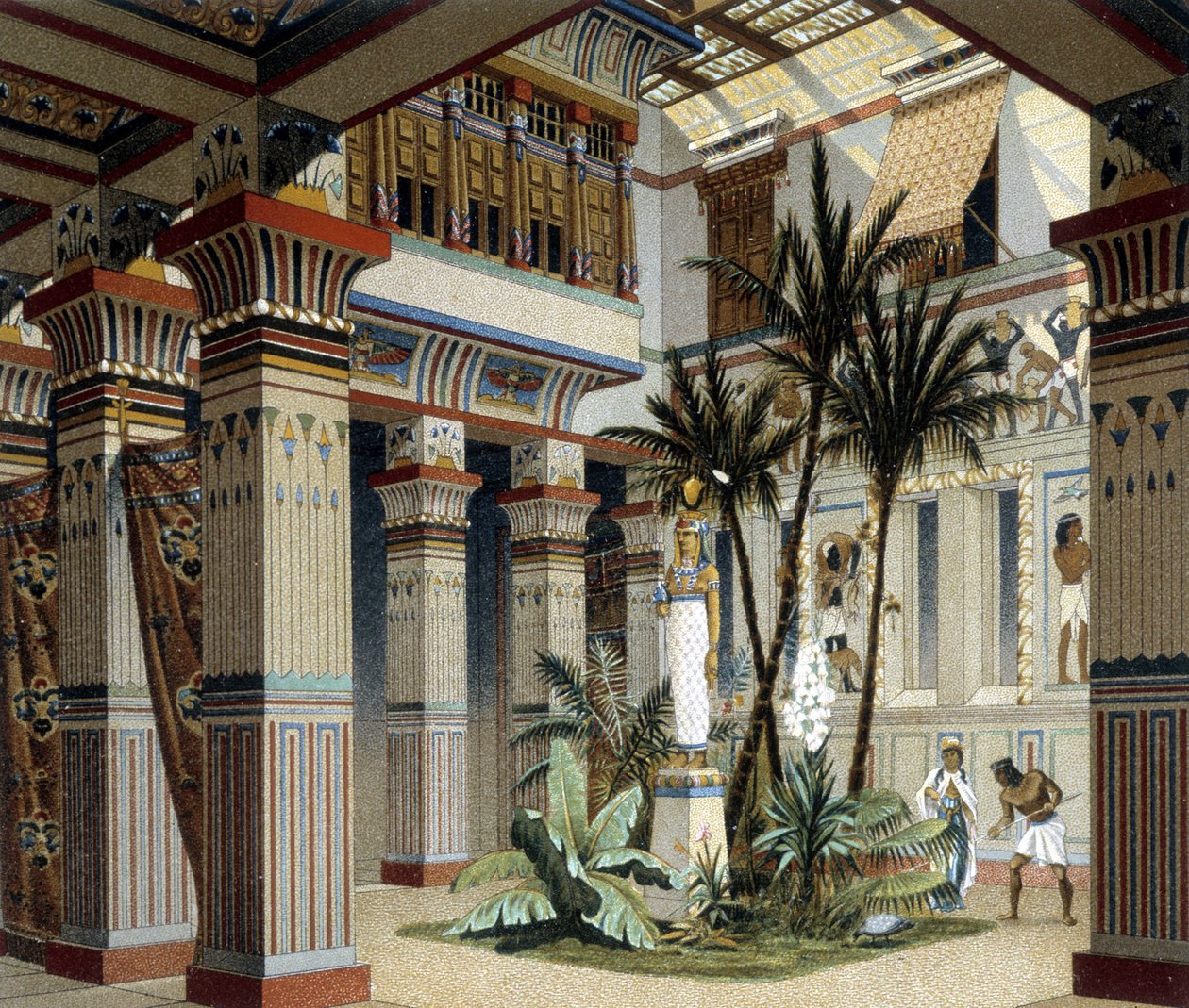 Egyptský palác v „historickém kostýmu“ od Racqueta z roku 1888 od Albert Charles August Racinet
