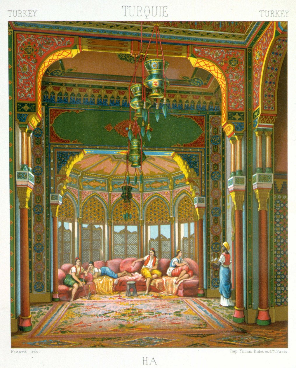 Harém v Turecku - v „historickém kostýmu“ od Racinet od Albert Charles August Racinet
