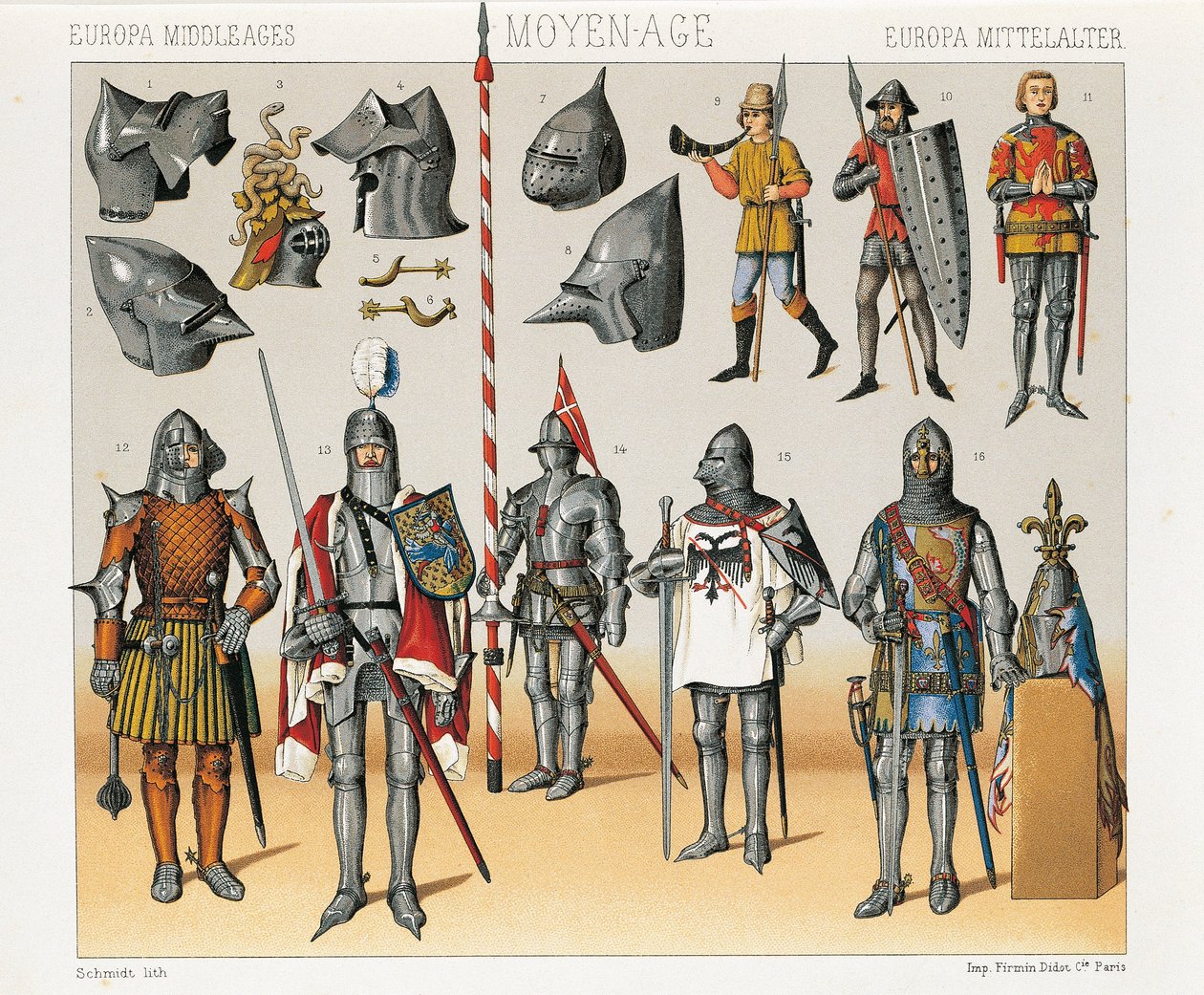 Ilustrace z Historických kostýmů Augusta Racineta, svazek IV od Albert Charles August Racinet