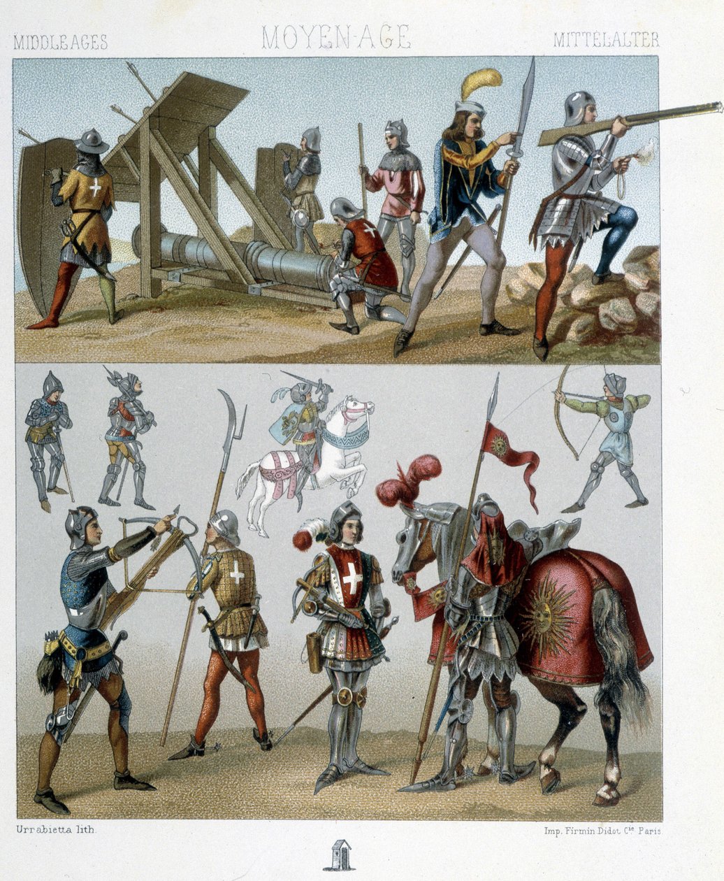Válečníci v 15. století - v „historickém kostýmu“ od Racineta od Albert Charles August Racinet
