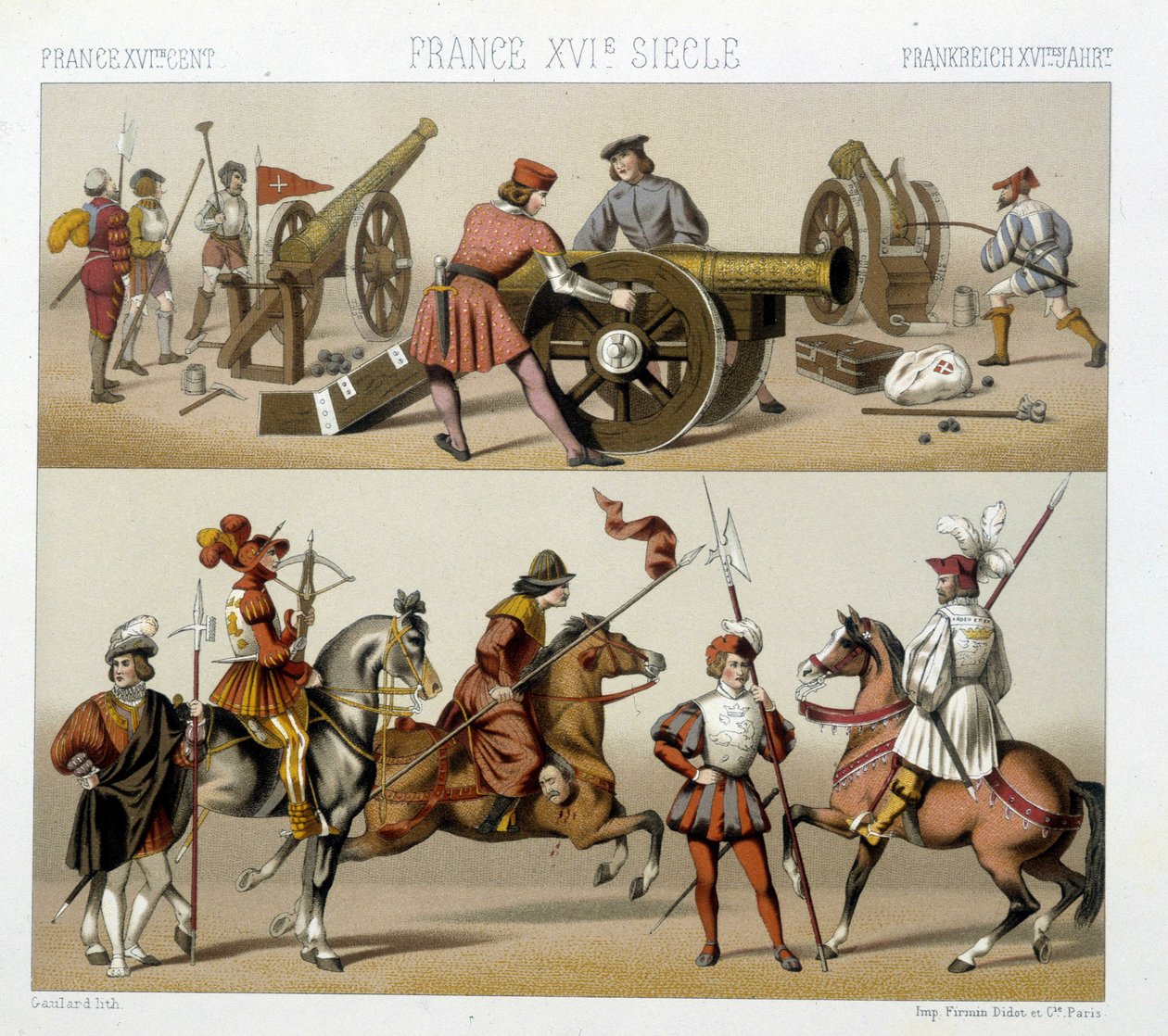 Válečníci v 16. století - v „historickém kostýmu“ od Racineta od Albert Charles August Racinet