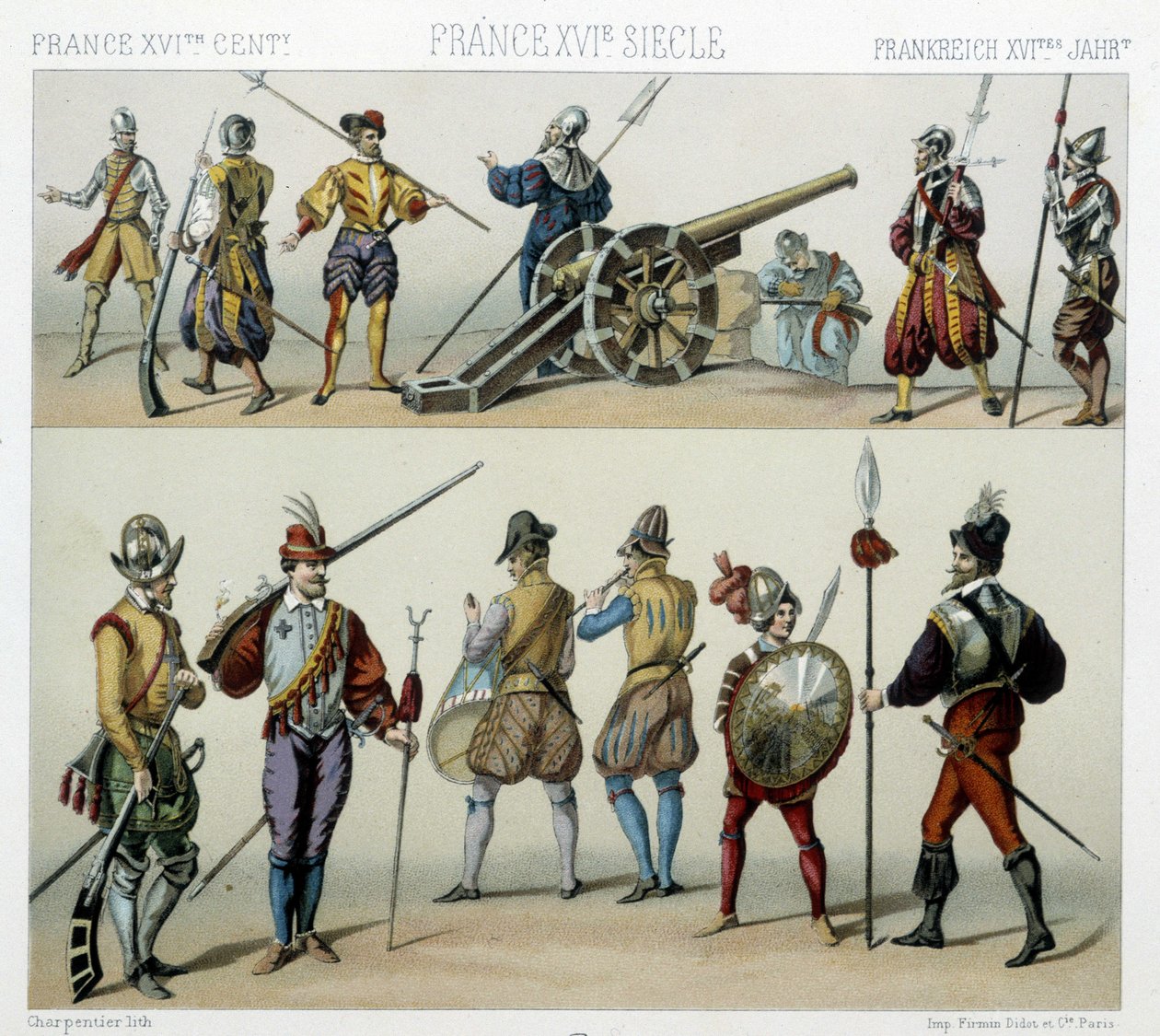 Válečníci v 16. století - v „historickém kostýmu“ od Racineta od Albert Charles August Racinet