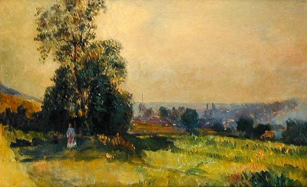 Mladá dívka v krajině (olej na plátně) od Albert Charles Lebourg