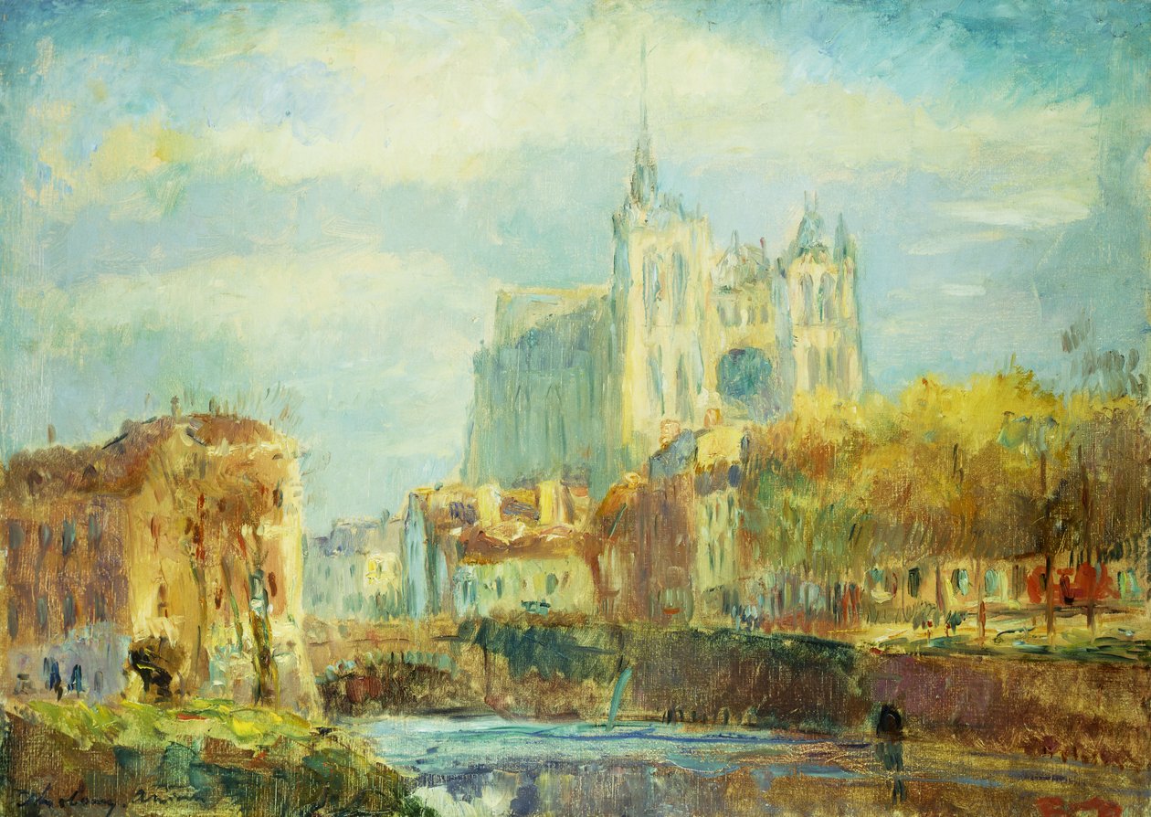 Katedrála v Amiens v podzimním slunci; Katedrála v Amiens: Autumn Sun Effect, 1910 od Albert Charles Lebourg