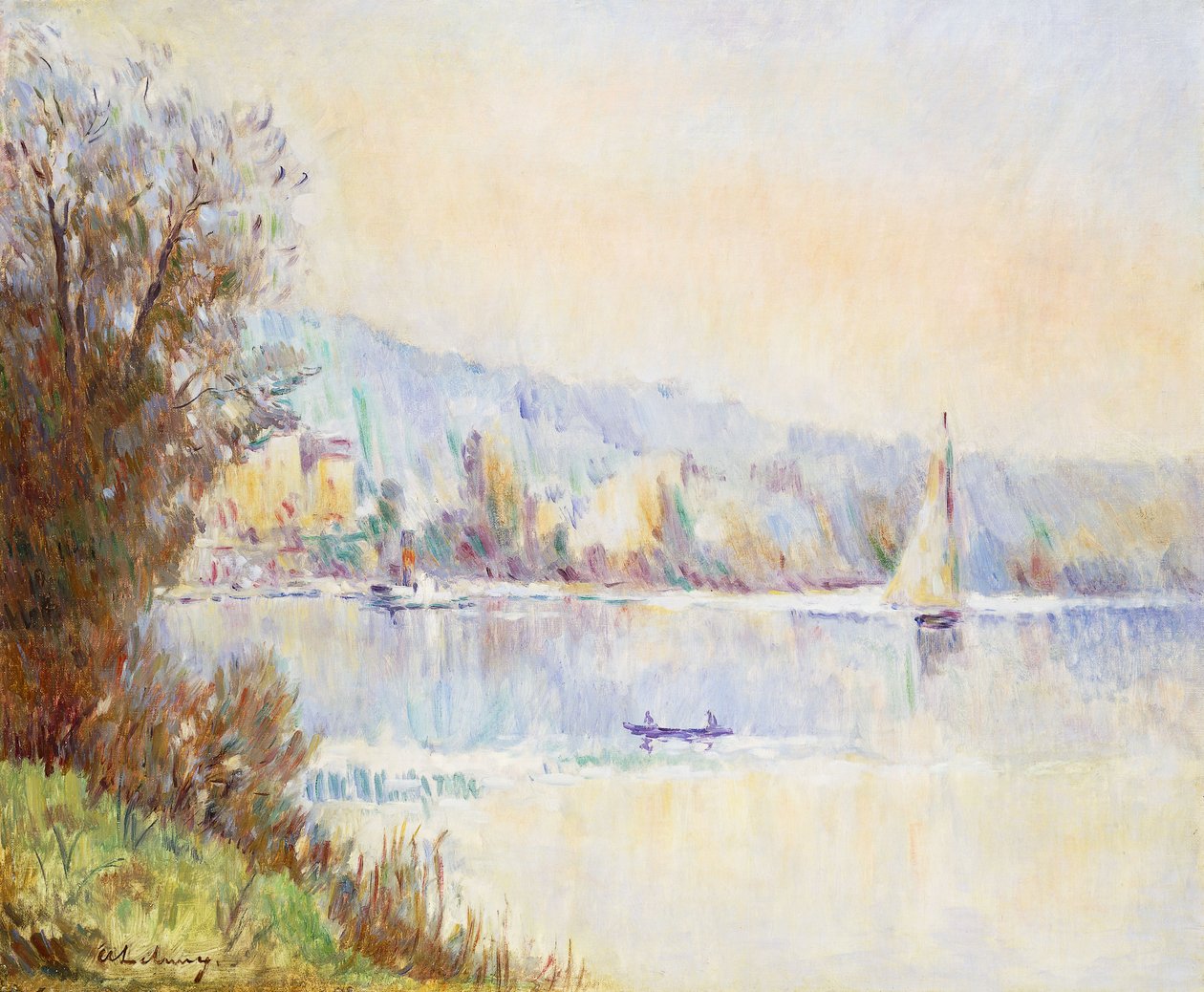 Lodě na Seině; Lodě na Seině, od Albert Charles Lebourg