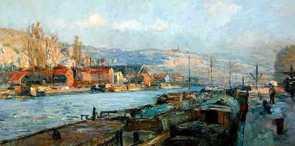 Ile Lacroix a Cote Sainte-Catherine, Rouen, večer od Albert Charles Lebourg