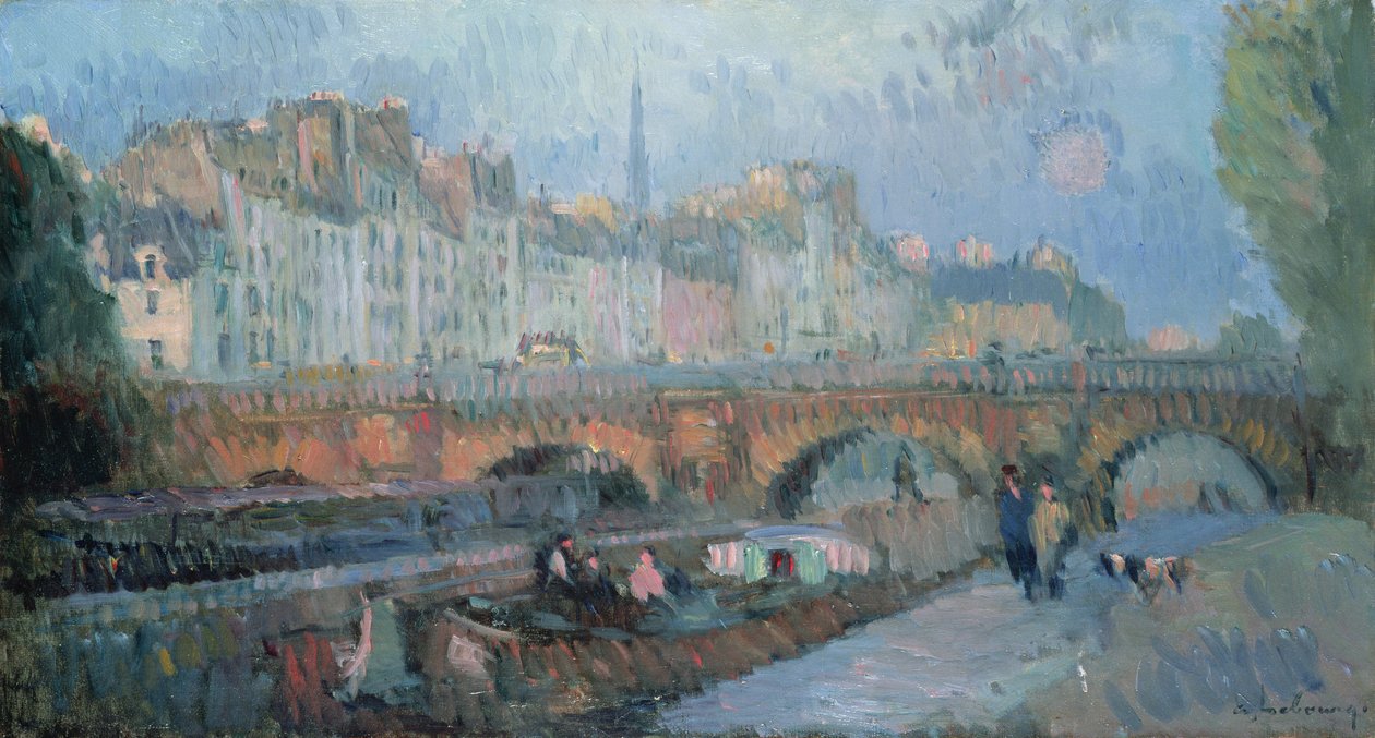 Pont Neuf a Quai de la Monnaie, Paříž od Albert Charles Lebourg