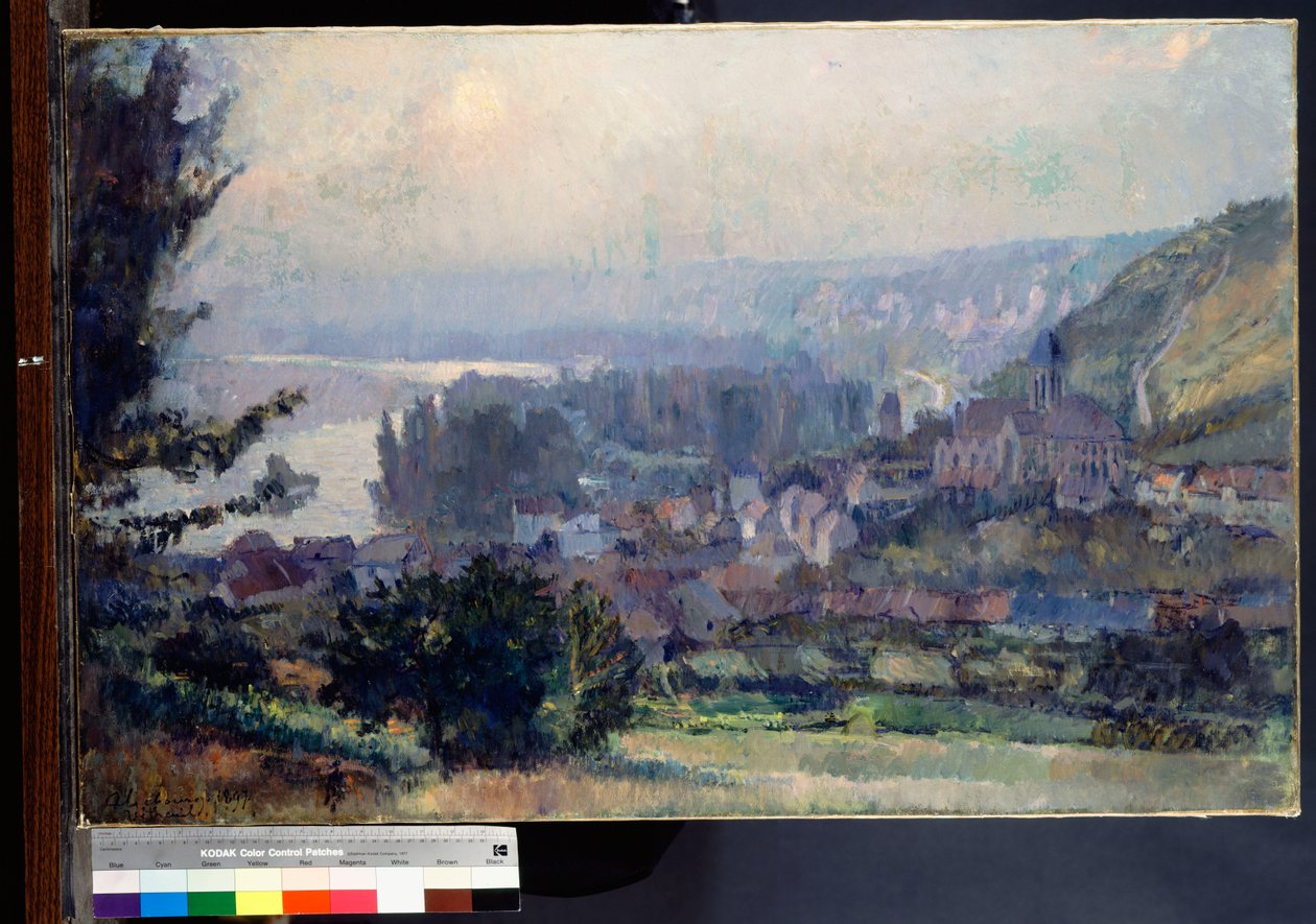 Pohled na Vetheuil, západ slunce, 1897 od Albert Charles Lebourg