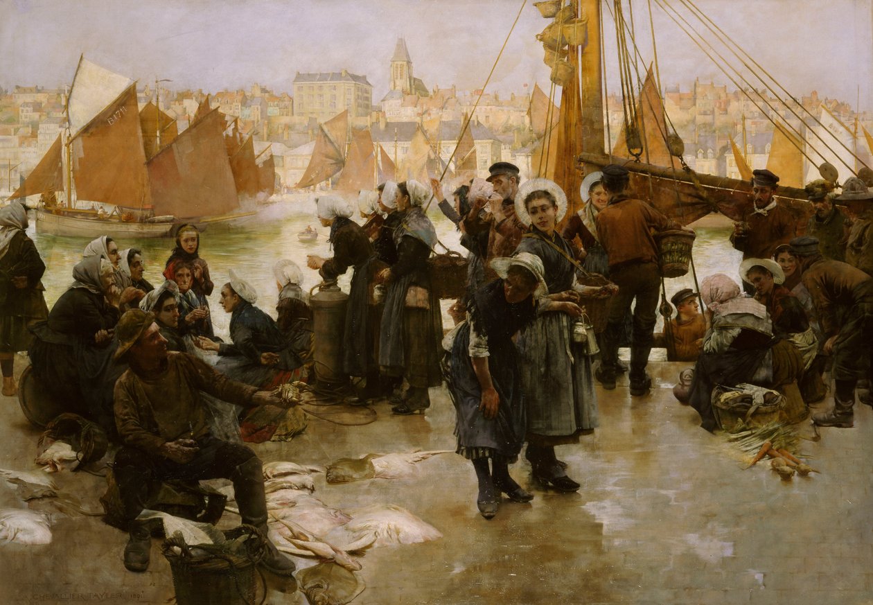 Odjezd rybářské flotily, Boulogne, 1891 od Albert Chevallier Tayler