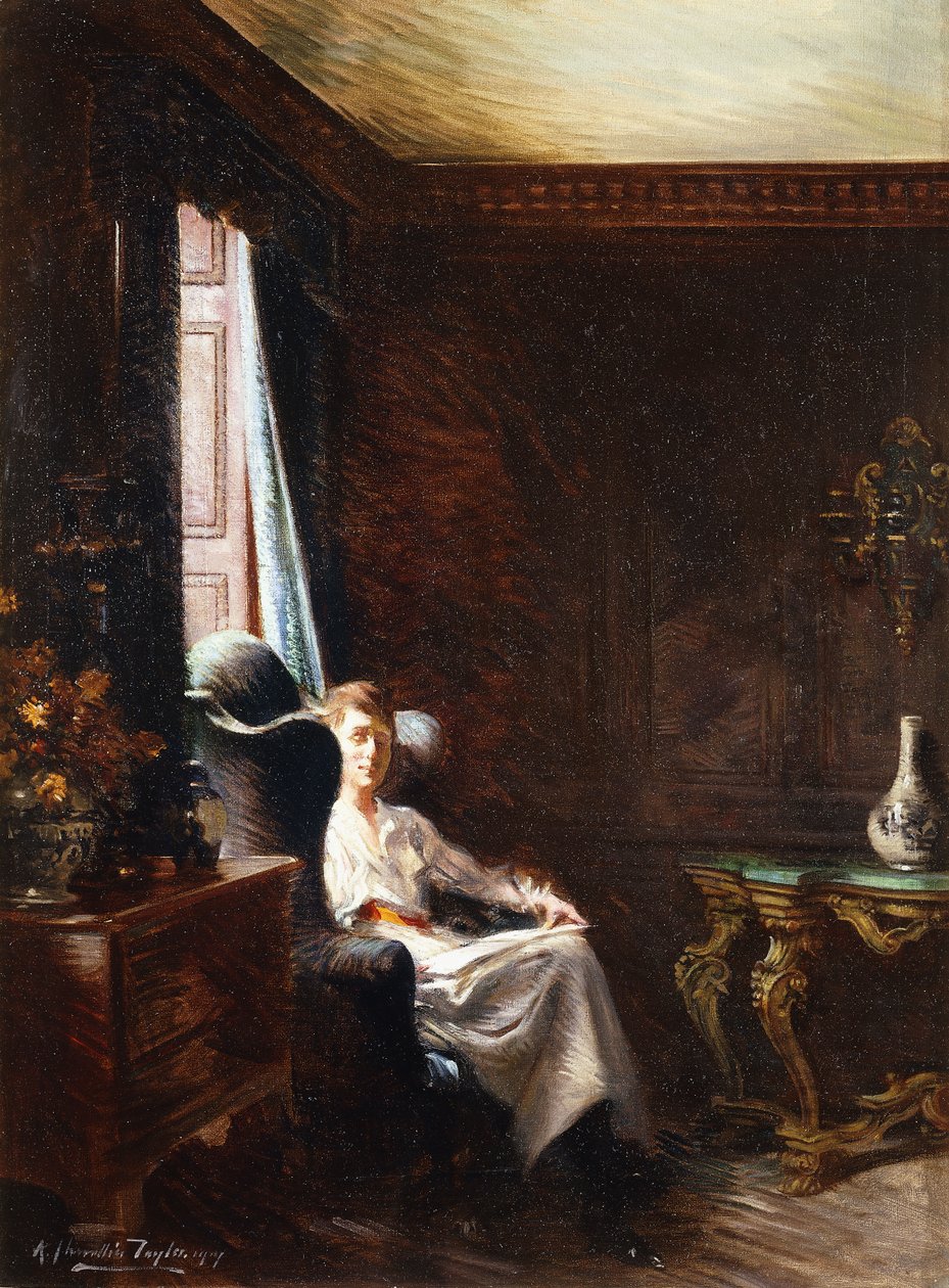 Čtení u okna, 1919 od Albert Chevallier Tayler