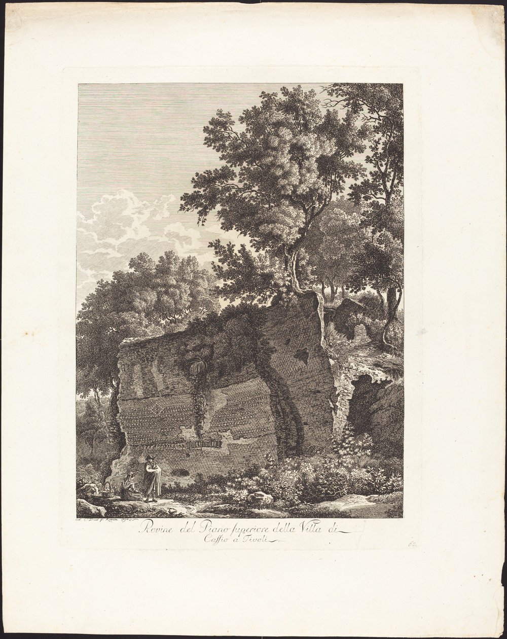 Ruiny horního patra Villa di Cassio v Tivoli od Albert Christoph Dies