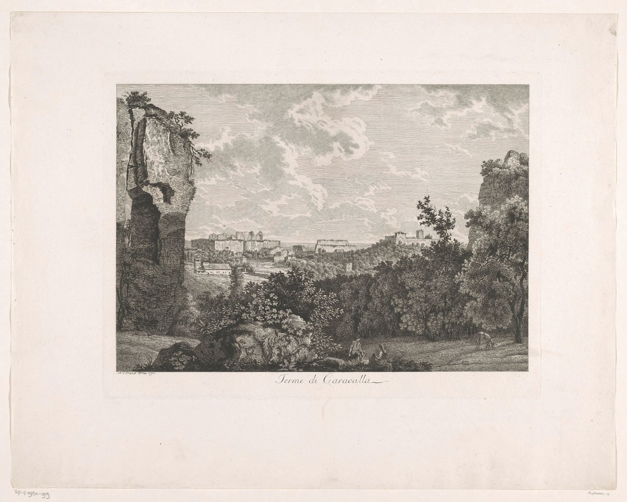 Lázně Caracalla Terme di Caracalla (název na objektu) Malebně leptané brožury z Itálie (název série) od Albert Christoph Dies