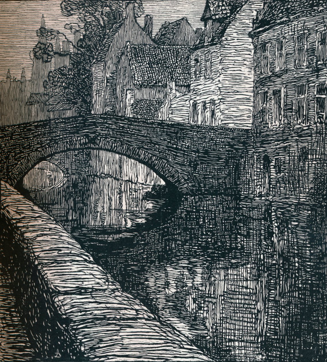 Bruggy: Le Quai Vert The Green Quay, 1916, 1917 od Albert Delstanche