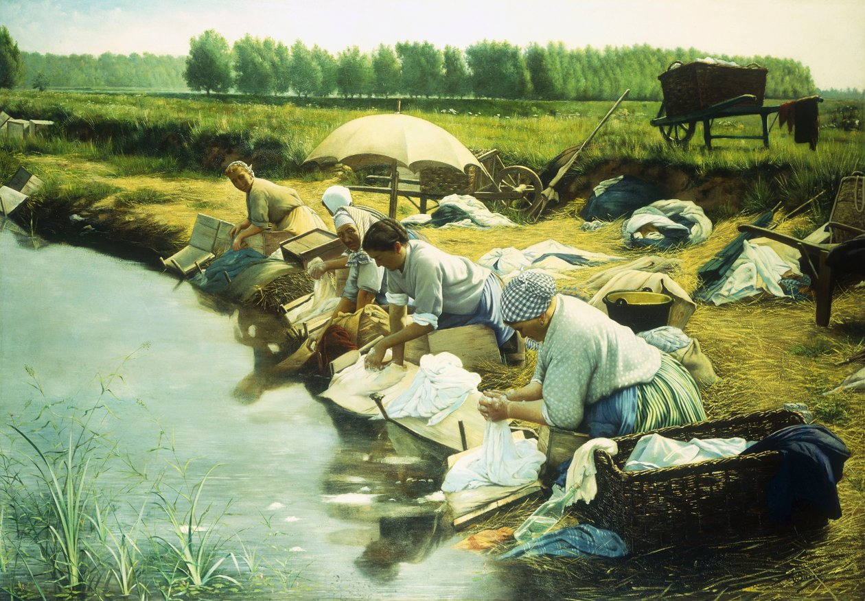 Laundry Women in the Trappes Region (olej na plátně) od Albert Desire