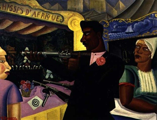 African Shooting, c.1928 (olej na palubě) od Albert Droesbeke
