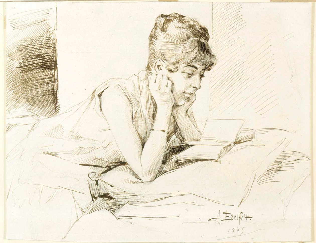 Mladá žena při čtení od Albert Edelfelt