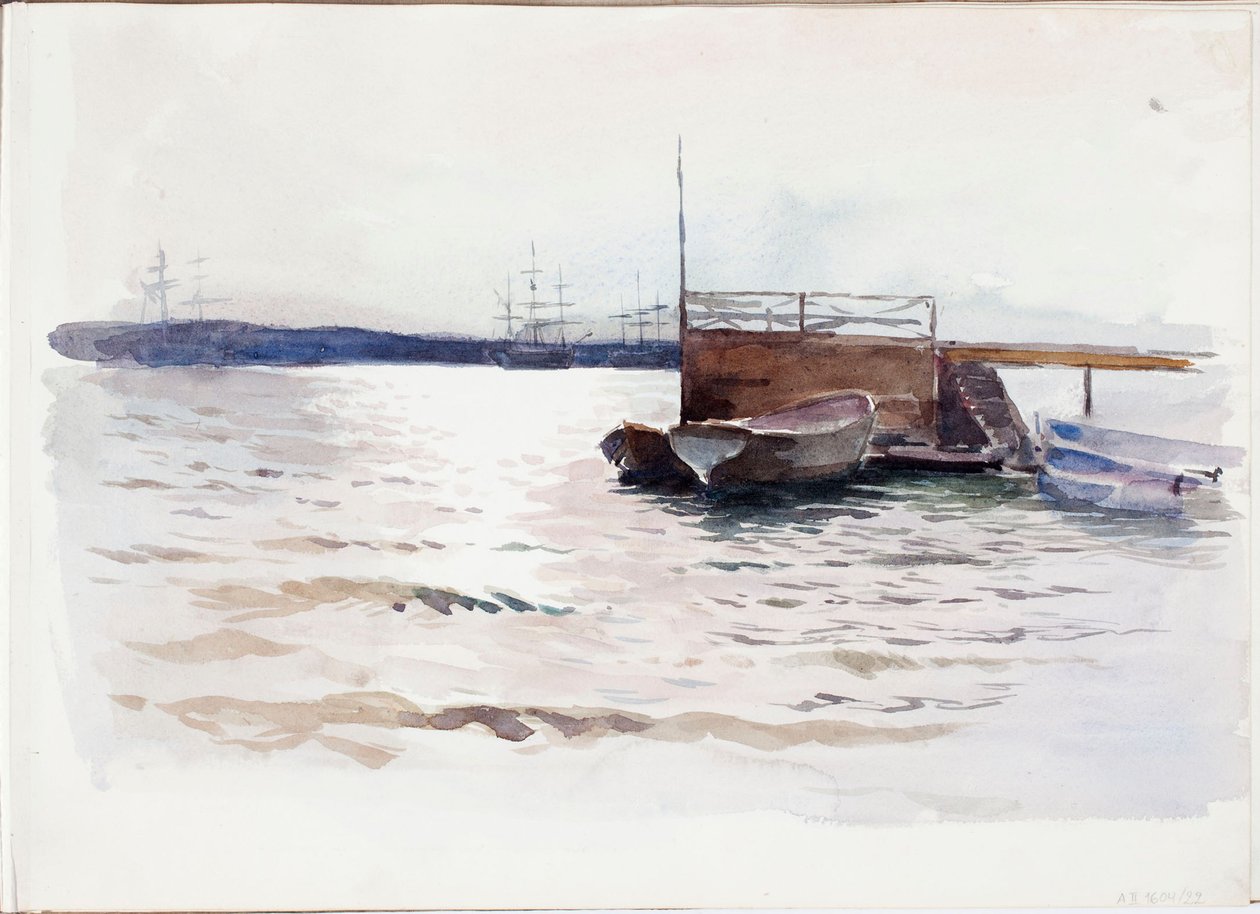 Lodě u mola od Albert Edelfelt