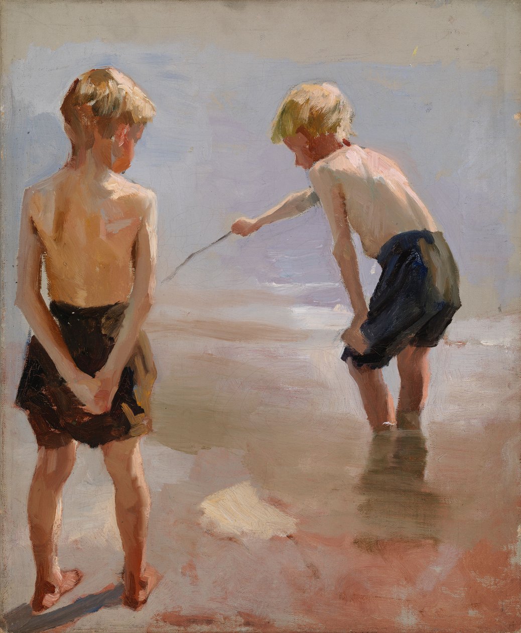 Chlapci hrající si na břehu, studie od Albert Edelfelt