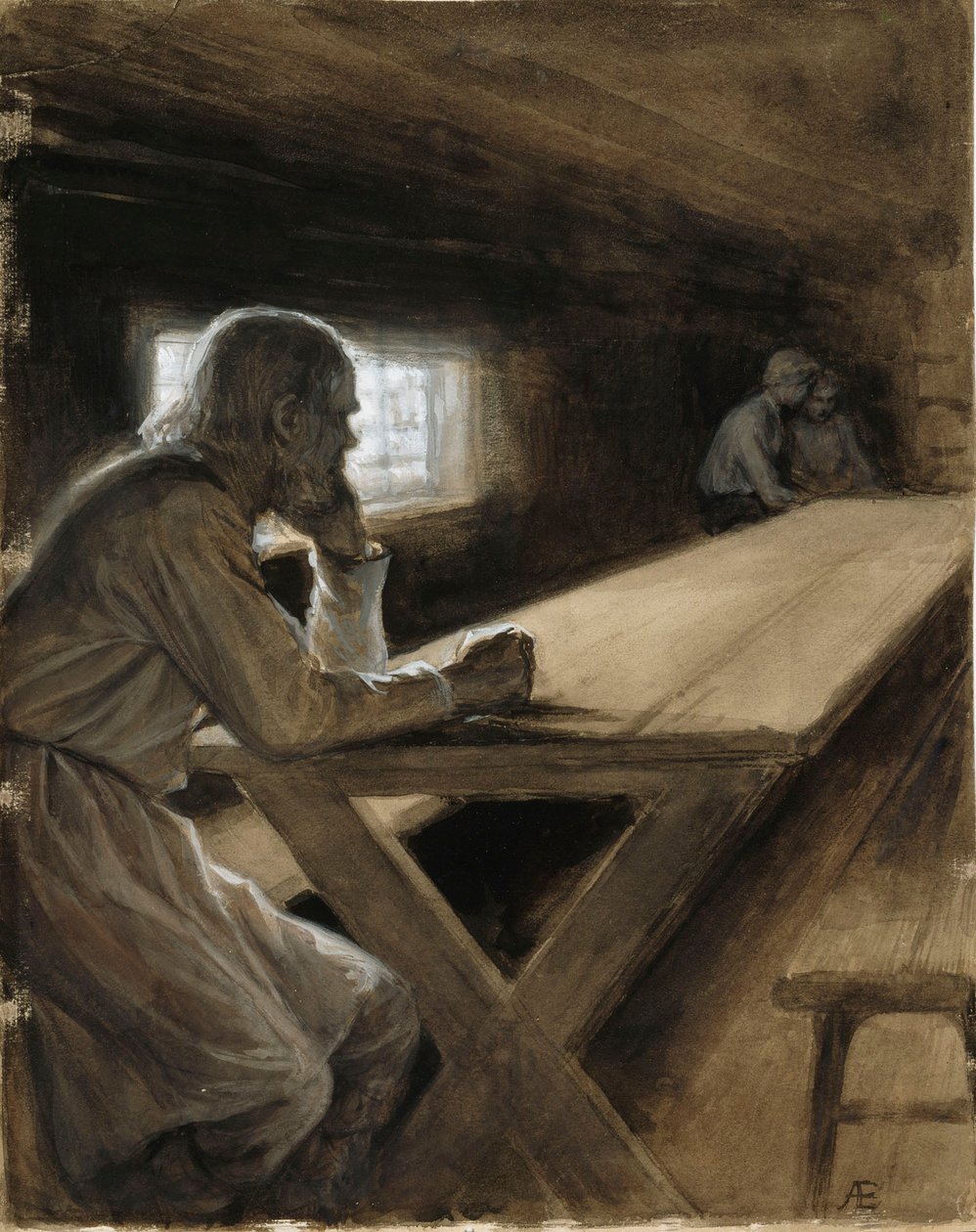 Interiér kabiny z básně „Bratr mraku“ od Albert Edelfelt