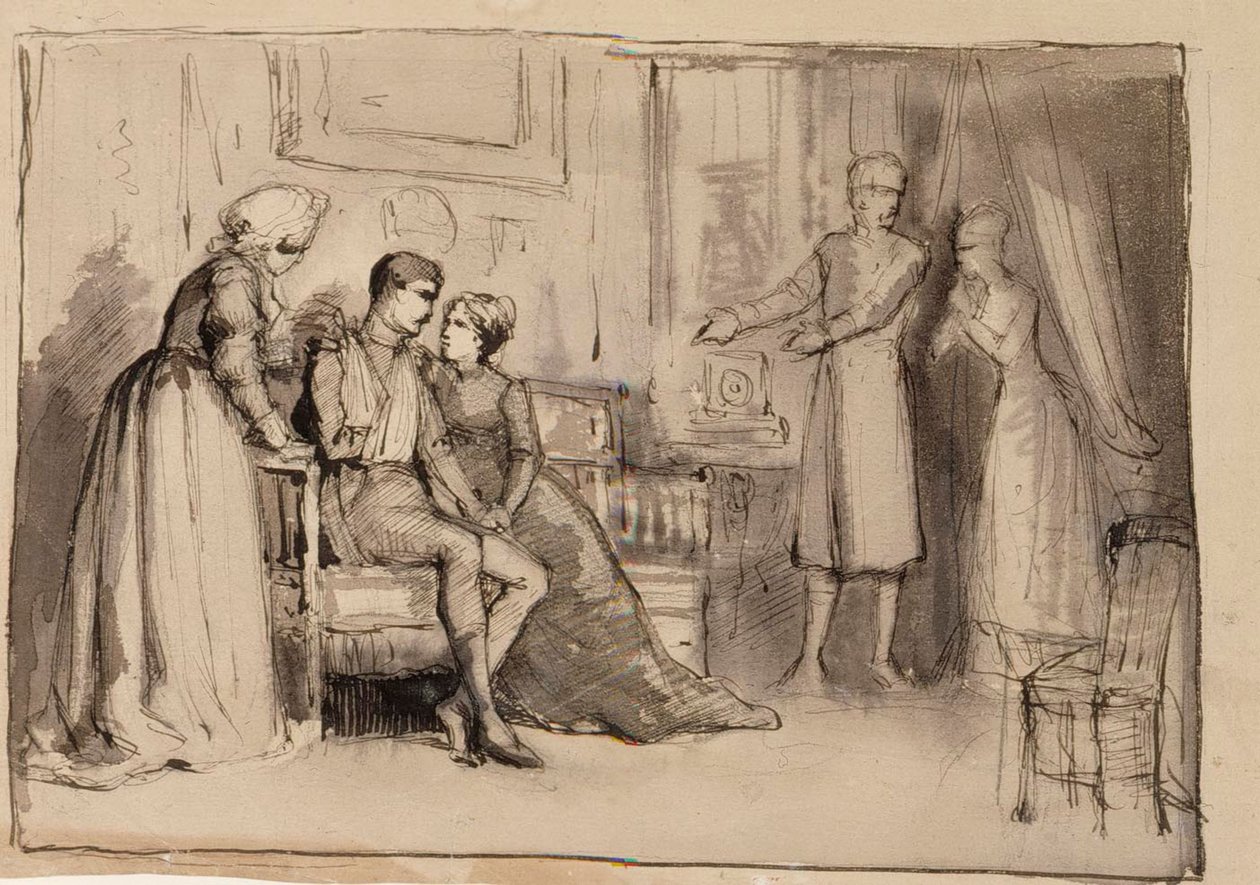 Kapitánův návrat, kompoziční studie. Ilustrace k dílu „Julqvällen“ (Štědrý večer) od J. L. Runeberga od Albert Edelfelt