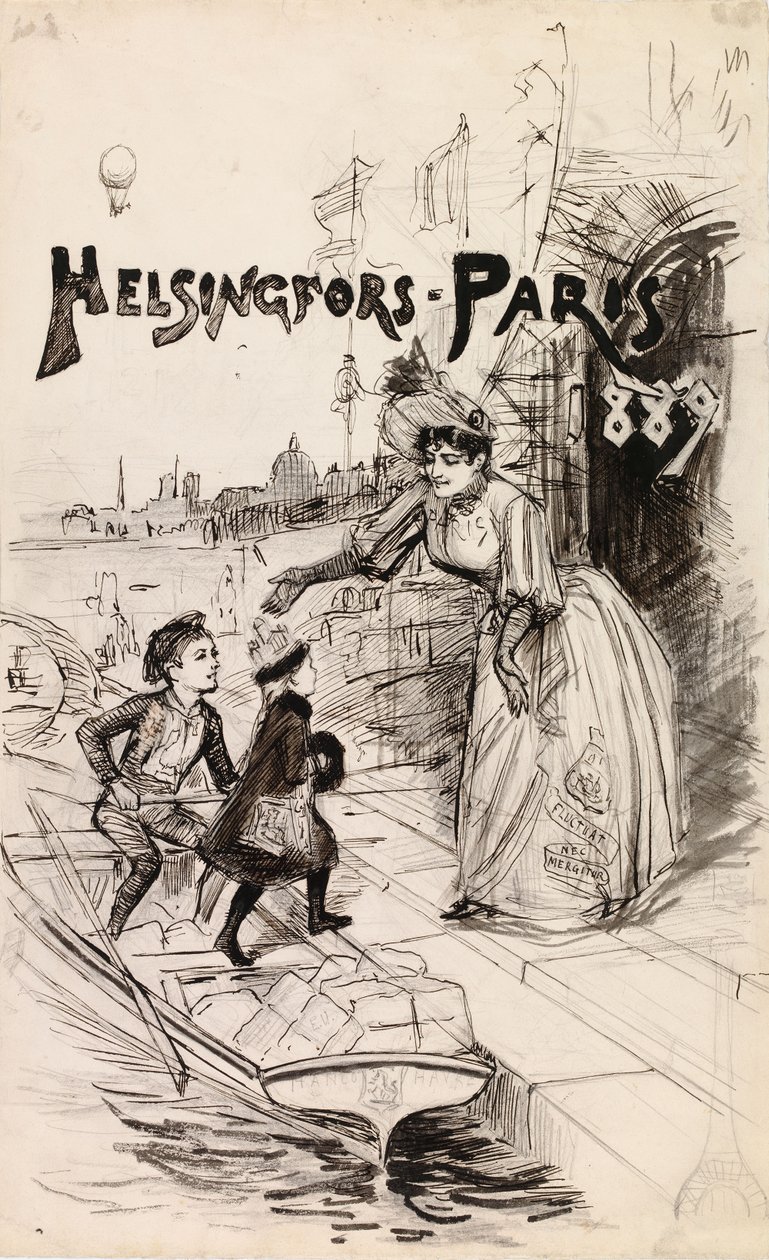 Ilustrace na obálce umělecké publikace „Helsingfors – Paříž 1889“ od Albert Edelfelt
