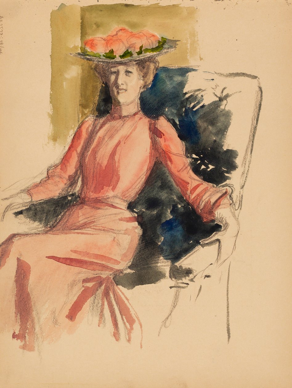 Sedící žena v klobouku od Albert Edelfelt