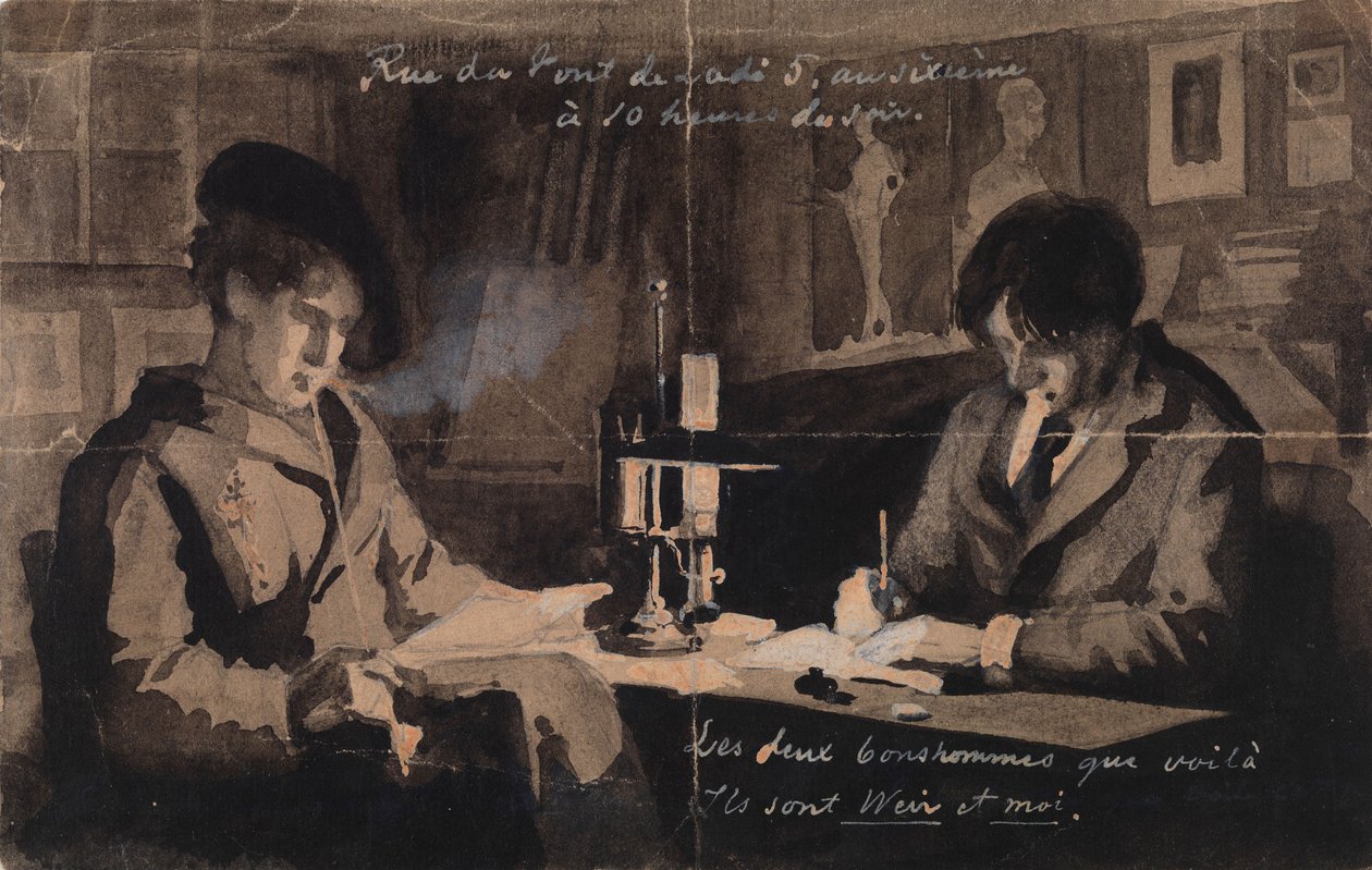 Julien Alden Weir a Albert Edelfelt ve svém ateliéru na adrese Rue du Pont de Lodi č. 5 v Paříži od Albert Edelfelt