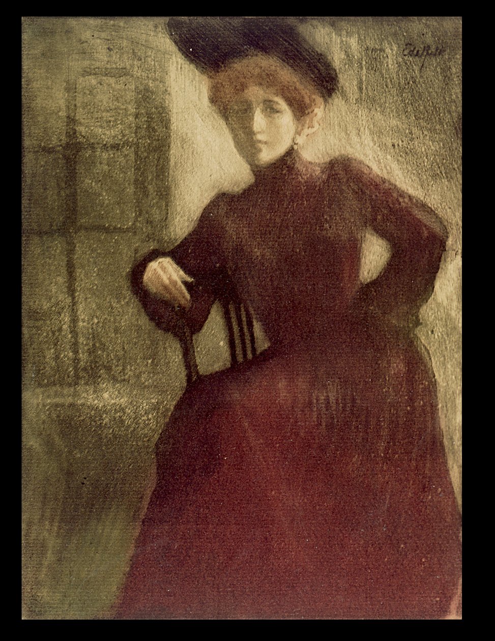 Dáma v červeném, žena v červených šatech (slečna Perrot) od Albert Edelfelt