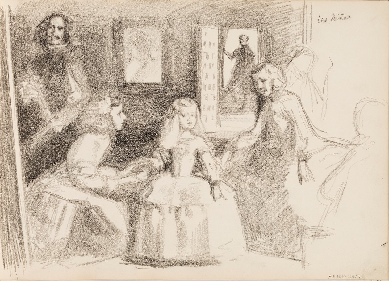 Las Meninas, skica podle Diega Velázqueze od Albert Edelfelt
