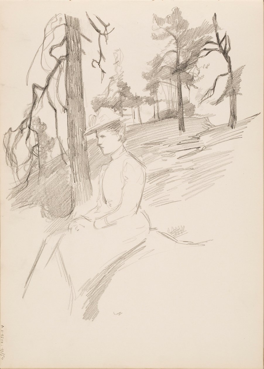 Skica krajiny, žena v popředí od Albert Edelfelt