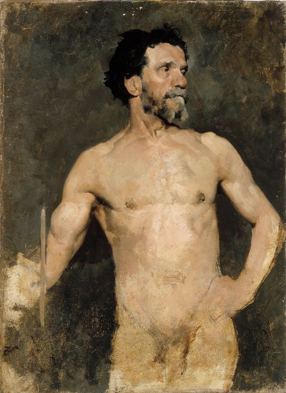 Mužský model, studie od Albert Edelfelt