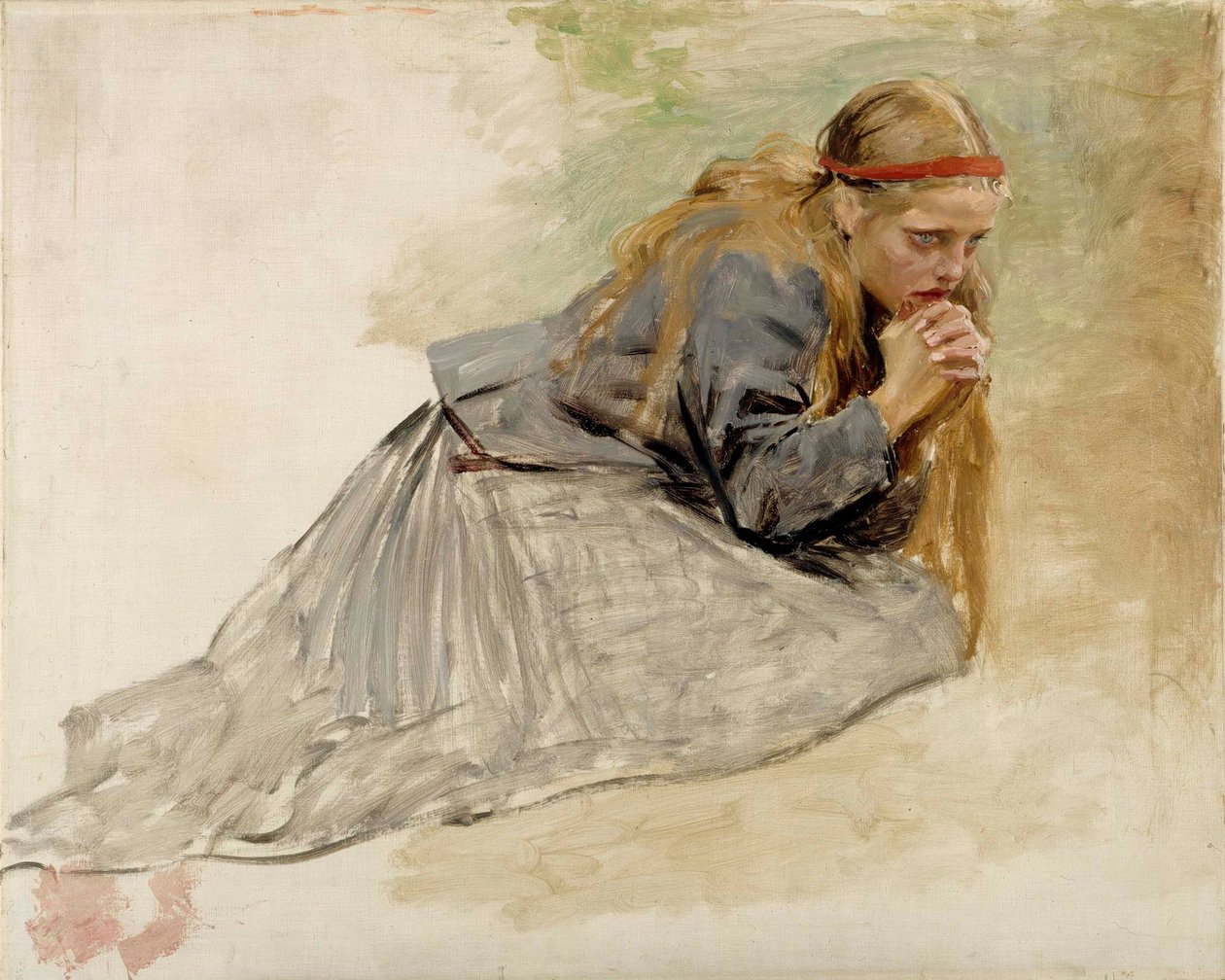 Klečící Marie Magdaléna, studie k dílu „Kristus a Marie Magdaléna“ od Albert Edelfelt