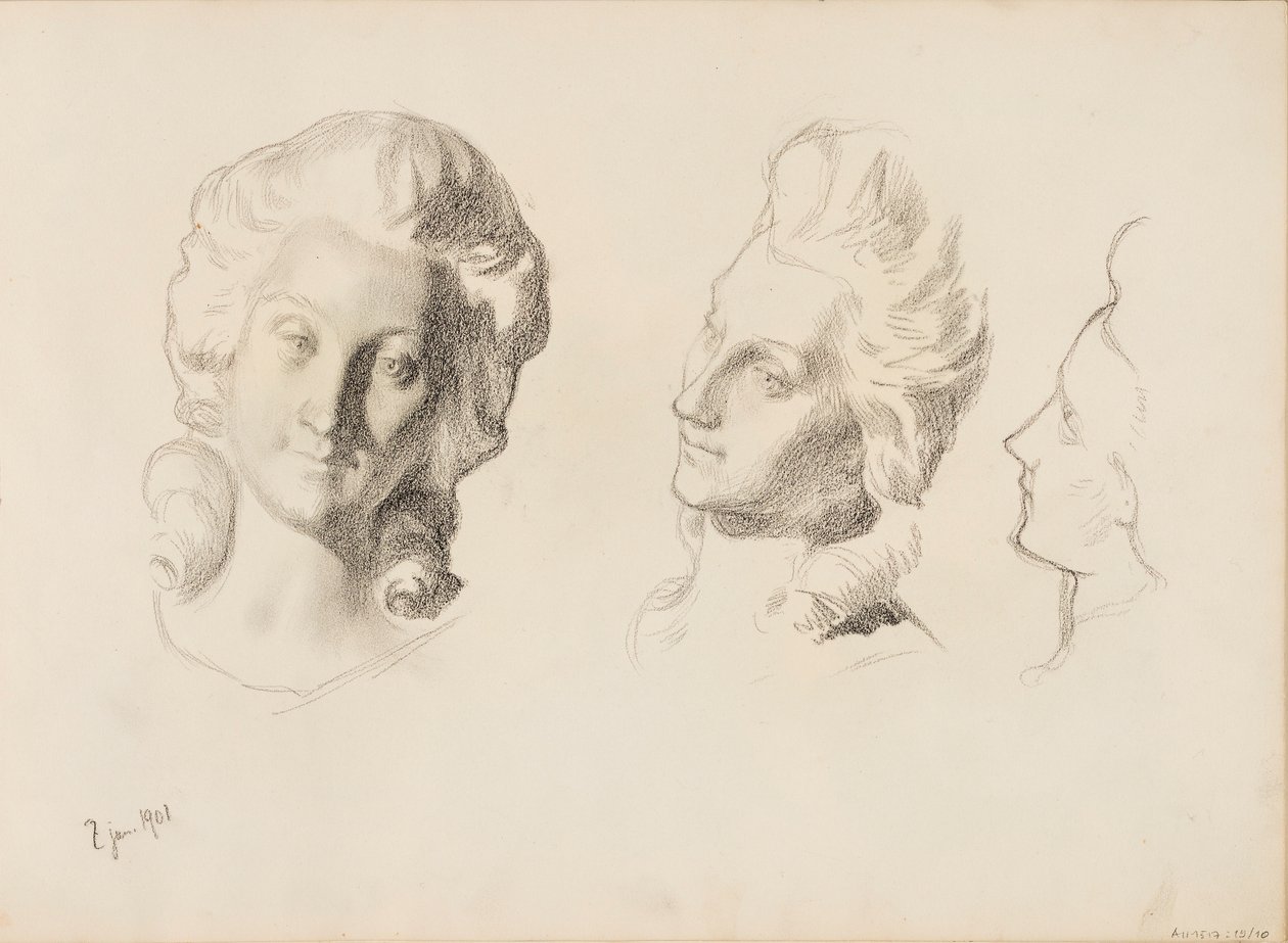 Masky, skica / 1700 (Rokokoo), skica od Albert Edelfelt